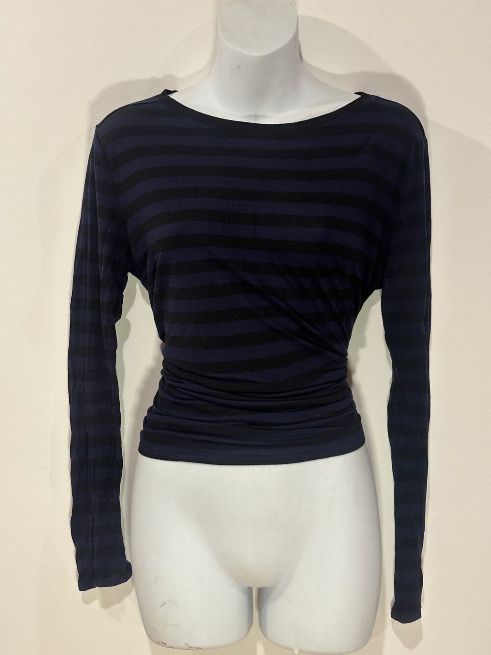 Gap Navy Blue & Black Striped Long Sleeve T-Shirt Crewneck Top Womens Sz Small